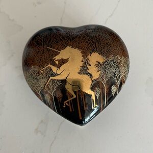 Vintage Otagiri Japan Unicorn Heart Trinket Box